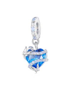 Butterfly Blue Heart Pendant Charm, Charms for Pandora Bracelet, 925 Sterling Silver Charms, For Pandora Charm Bracelet, Fit Pandora Charms