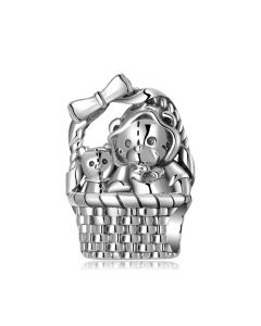 Bear in Basket Charm, For Pandora Charm Bracelet, 925 Sterling Silver Charms, Fit Pandora Charms, Charms for Pandora Bracelet