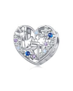  Day and Night Elf Heart Charm, Charms for Pandora Bracelet, For Pandora Charm Bracelet, Fit Pandora Charms, 925 Sterling Silver Charms
