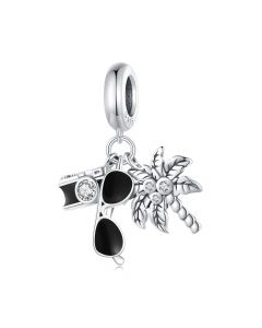 Vacation Travel Pendant Charm, Camera Sunglass Coconut Tree Charm, Fit Pandora Charms, Charms for Pandora Bracelet