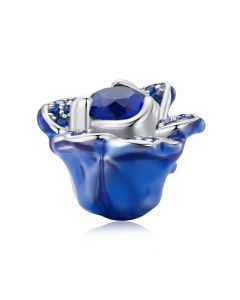 Luxury 3D Blue Rose Charm, Charms for Pandora Bracelet, 925 Sterling Silver Charms, For Pandora Charm Bracelet, Fit Pandora Charms