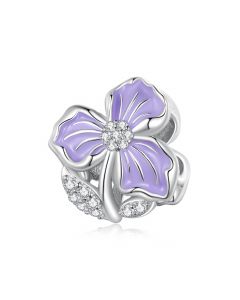 Purple Flower Charm, Charms for Pandora Bracelet, 925 Sterling Silver Charms, Fit Pandora Charms, For Pandora Charm Bracelet