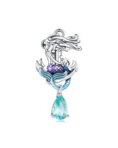 Mermaid and Anchor Charm, For Pandora Charm Bracelet, 925 Sterling Silver Charms, Charms for Pandora Bracelet, Fit Pandora Charms