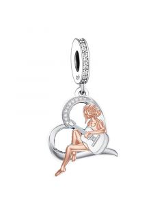 Playing Cello I Love Music Girl Charm, 925 Sterling Silver Charms, Charms for Pandora Bracelet, Fit Pandora Charms