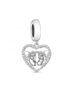 Heart Shaped Dinosaur Family Pendant Charm, Love You Forever Dinosaur Mother and Baby Charm, Fit Pandora Charms, Charms for Pandora Bracelet
