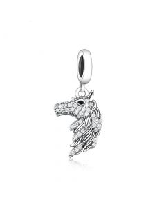 Good Luck Horse Horseshoe Clover Charm , 925 Sterling Silver Charms, Fit Pandora Charms, Charms for Pandora Bracelet