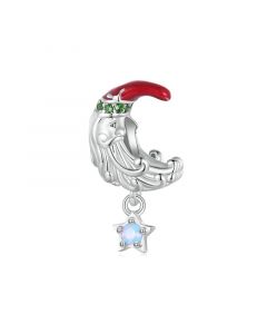 Moonlight Santa Claus Charm, For Pandora Charm Bracelet, Charms for Pandora Bracelet, Fit Pandora Charms, 925 Sterling Silver Charms