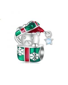 Little Bear For Xmas Gift Charm, 925 Sterling Silver Charms, Fit Pandora Charms, For Pandora Charm Bracelet, Charms for Pandora Bracelet