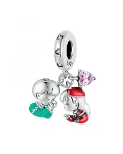 A Boy and A Girl For Chrismas Charm 925 Sterling Silver Charms, Charms for Pandora Bracelet, Fit Pandora Charms, For Pandora Charm Bracelet