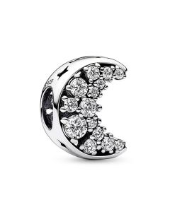 Sparking Moon Zircon Charm, Charms for Pandora Bracelet, For Pandora Charm Bracelet, Fit Pandora Charms, 925 Sterling Silver Charms