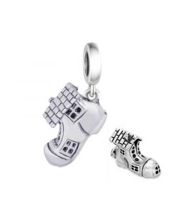 Village Shoe House With Window Chimney Charm, Charms for Pandora Bracelet, Fit Pandora Charms, 925 Sterling Silver Charms