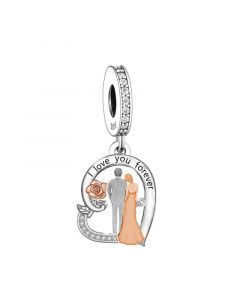 I Love You Forever Bride and Groom Charm, Fit Pandora Charms, Charms for Pandora Bracelet, 925 Sterling Silver Charms