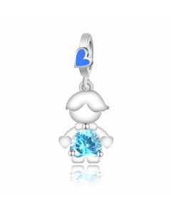 Blue Zircon Boy  Charm, For Pandora Charm Bracelet, Charms for Pandora Bracelet, 925 Sterling Silver Charms, Fit Pandora Charms