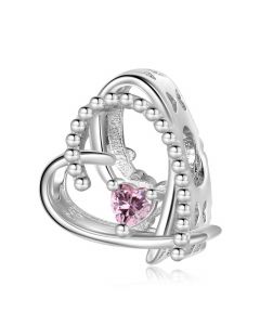 Cross Heart Shaped Zircon Lover Heart Charm, Charms for Pandora Bracelet, 925 Sterling Silver Charms, Fit Pandora Charms
