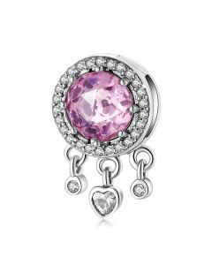 My Boo Pink Zircon Heart Charm, 925 Sterling Silver Charms, Charms for Pandora Bracelet, Fit Pandora Charms, For Pandora Charm Bracelet