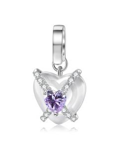 Valentine's Day Heart Knit Flower Charm, Fit Pandora Charms, Charms for Pandora Bracelet, 925 Sterling Silver Charms