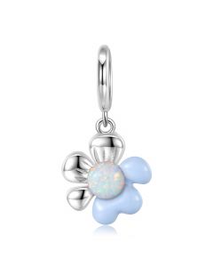 Valentine's Day 5 Petaled Flower Charm, 925 Sterling Silver Charms, Charms for Pandora Bracelet, Fit Pandora Charms