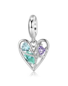  Valentine's Day Heart 3-colors Dangle Charm, Fit Pandora Charms, Charms for Pandora Bracelet, 925 Sterling Silver Charms