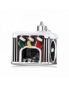Christmas Family Snow House Santa Claus' Charm, Charms for Pandora Bracelet, 925 Sterling Silver Charms, Fit Pandora Charms