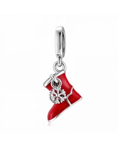 Christmas Family Snow House Santa Claus' Boot Charm, 925 Sterling Silver Charms, Fit Pandora Charms, Charms for Pandora Bracelet