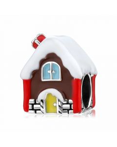 Christmas Family Snow House Santa Claus' Charm, Fit Pandora Charms, 925 Sterling Silver Charms, Charms for Pandora Bracelet