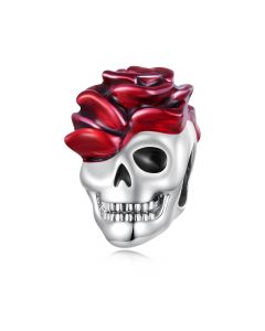 Blood-Rose Halloween Skull Charm, 925 Sterling Silver Charms, Fit Pandora Charms, Charms for Pandora Bracelet, For Pandora Charm Bracelet