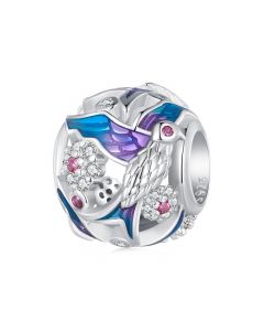 Openwork Kingfisher Zircon Bird Eyes Charm, 925 Sterling Silver Charms, Charms for Pandora Bracelet, Fit Pandora Charms