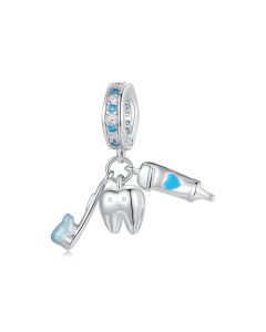 Toothbrush Toothpaste Teeth Pendant Charm, Teeth Clean Charm, Charms for Pandora Bracelet, 925 Sterling Silver Charms, Fit Pandora Charms