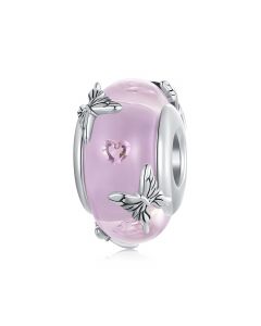 Pink Glass Butterfly Charm, For Pandora Charm Bracelet, Charms for Pandora Bracelet, 925 Sterling Silver Charms, Fit Pandora Charms