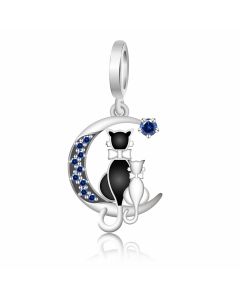 Black And White Cat Charm, 925 Sterling Silver Charms, For Pandora Charm Bracelet, Fit Pandora Charms, Charms for Pandora Bracelet