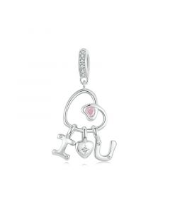 Letter I Love You Heart Pendant Charm, Fit Pandora Charms, 925 Sterling Silver Charms, Charms for Pandora Bracelet
