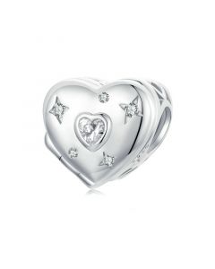 Openable Heart Zircon Charm, Charms for Pandora Bracelet, For Pandora Charm Bracelet, 925 Sterling Silver Charms, Fit Pandora Charms