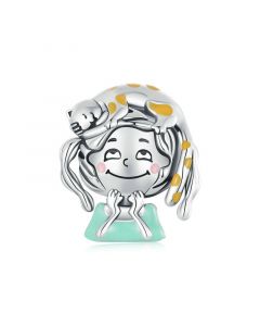 Cute Sleeping Cat Girl Charm, Charms for Pandora Bracelet, 925 Sterling Silver Charms, Fit Pandora Charms, For Pandora Charm Bracelet