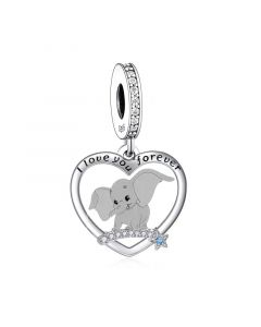 Little Elephant Heart Dangle Charm, Charms for Pandora Bracelet, 925 Sterling Silver Charms, For Pandora Charm Bracelet, Fit Pandora Charms