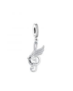 Angel Wings Music Note Piano Key Dangle Charm, Fit Pandora Charms, Charms for Pandora Bracelet, 925 Sterling Silver Charms