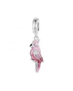 Pink Parrot Bird Pendant Charm, Fit Pandora Charms, Charms for Pandora Bracelet, For Pandora Charm Bracelet, 925 Sterling Silver Charms