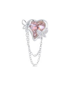 Pink Dancing Butterfly Tassel Charm, 925 Sterling Silver Charms, Charms for Pandora Bracelet, For Pandora Charm Bracelet, Fit Pandora Charms