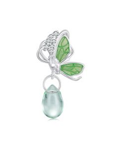 Green Water Drop Butterfly Positioning Spacer Charm, Charms for Pandora Bracelet, Fit Pandora Charms, 925 Sterling Silver Charms