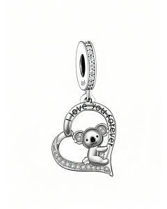 Koala Heart Love Charm, Fit Pandora Charms, Charms for Pandora Bracelet, For Pandora Charm Bracelet, 925 Sterling Silver Charms