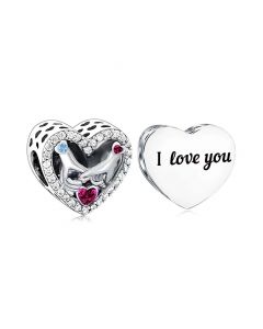Openwork Love Promise Heart Charm, Charms for Pandora Bracelet, For Pandora Charm Bracelet, 925 Sterling Silver Charms, Fit Pandora Charms