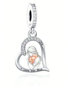 Mother Holding Baby I Love You Mum charm, 925 Sterling Silver Charms, Charms for Pandora Bracelet, Fit Pandora Charms