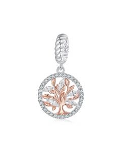 Rose Tree of Life with CZ Charm, 925 Sterling Silver Charms, For Pandora Charm Bracelet, Fit Pandora Charms, Charms for Pandora Bracelet