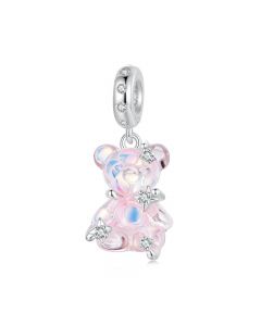 Dreamy Pink Bear Charm, Charms for Pandora Bracelet, 925 Sterling Silver Charms, For Pandora Charm Bracelet, Fit Pandora Charms