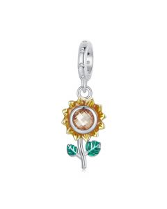 Golden Sunflowers Pendant Charm, Light Luxury Style Pendants Necklaces, Flowers & Plants Jewelry, 925 Sterling Silver Pendants Necklaces