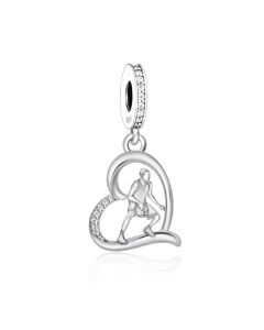 Playing Basketball Athlete Heart Charm, Charms for Pandora Bracelet, 925 Sterling Silver Charms, Fit Pandora Charms