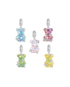 Dreamy Colorful Bear Charm, 925 Sterling Silver Charms, For Pandora Charm Bracelet, Fit Pandora Charms, Charms for Pandora Bracelet