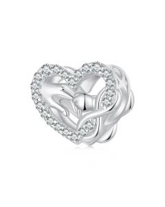 Infinite Love Zircon Heart Charm, Fit Pandora Charms, For Pandora Charm Bracelet, 925 Sterling Silver Charms, Charms for Pandora Bracelet
