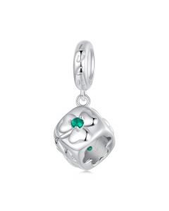 Four-leaf Clover Dice Pendant Charm, For Pandora Charm Bracelet, Fit Pandora Charms, 925 Sterling Silver Charms, Charms for Pandora Bracelet
