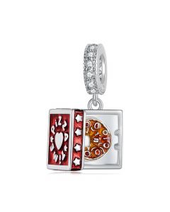 Funny Pizza in Box Charm, Charms for Pandora Bracelet, For Pandora Charm Bracelet, Fit Pandora Charms, 925 Sterling Silver Charms