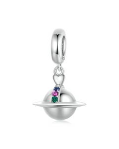 Planet with Colorful Zircon Pendant Charm, Fit Pandora Charms, 925 Sterling Silver Charms, Charms for Pandora Bracelet